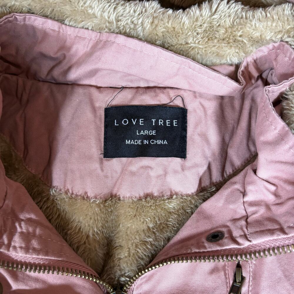 Love Tree Pink Vest Sherpa Lined Drawstring Waist & Detachable Hood Size Large - Picture 1 of 7